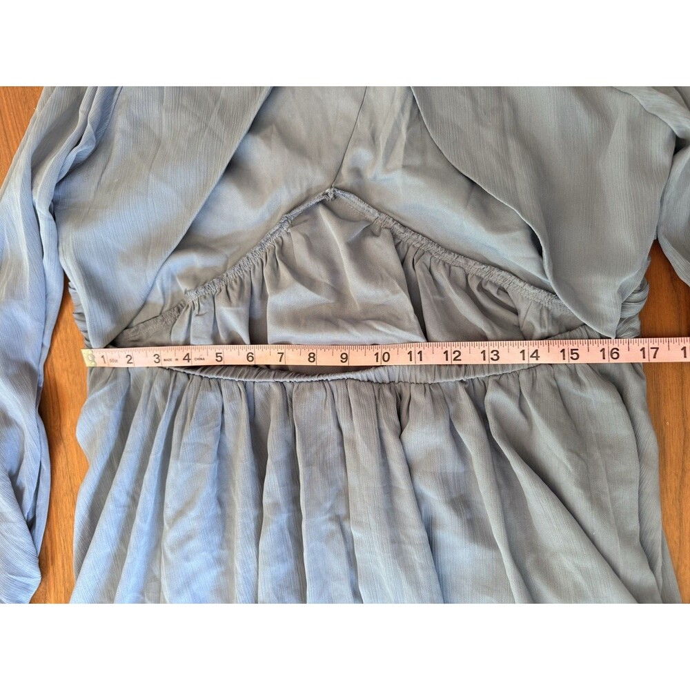 Asos Design Mini Dress Size US 12 EU 44 Lilac Sheer Puff Sleeve Open Back New - Picture 7 of 13